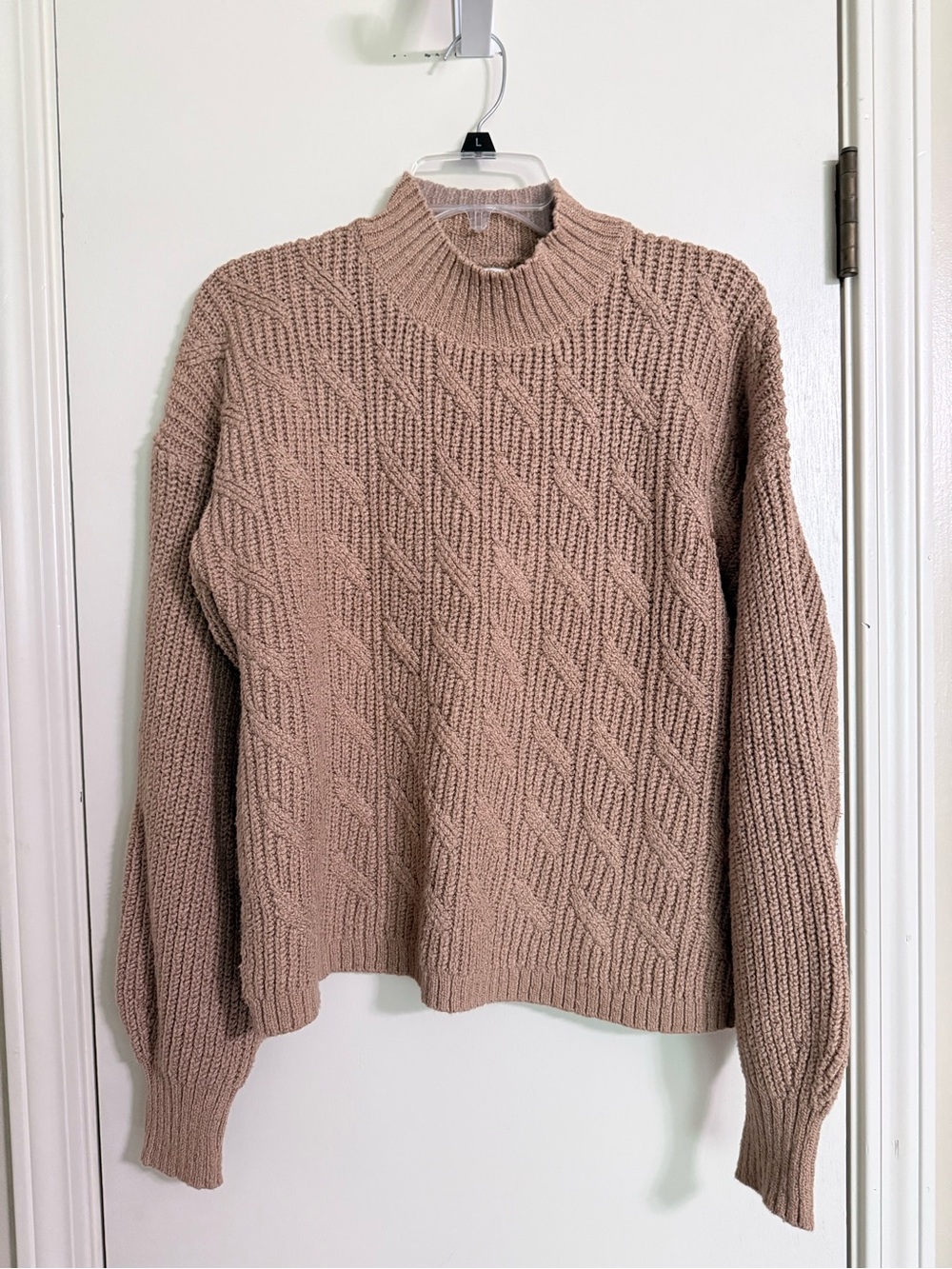 J. Crew Women's Cable Mock Neck Sweater in Taupe